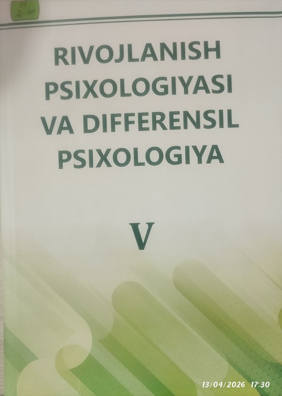 Rivojlanish psixologiyasi va diffterensil psixologiya V