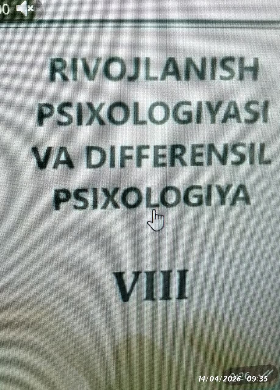 Rivojlanish psixologiyasi va differensil psixologiya VIII