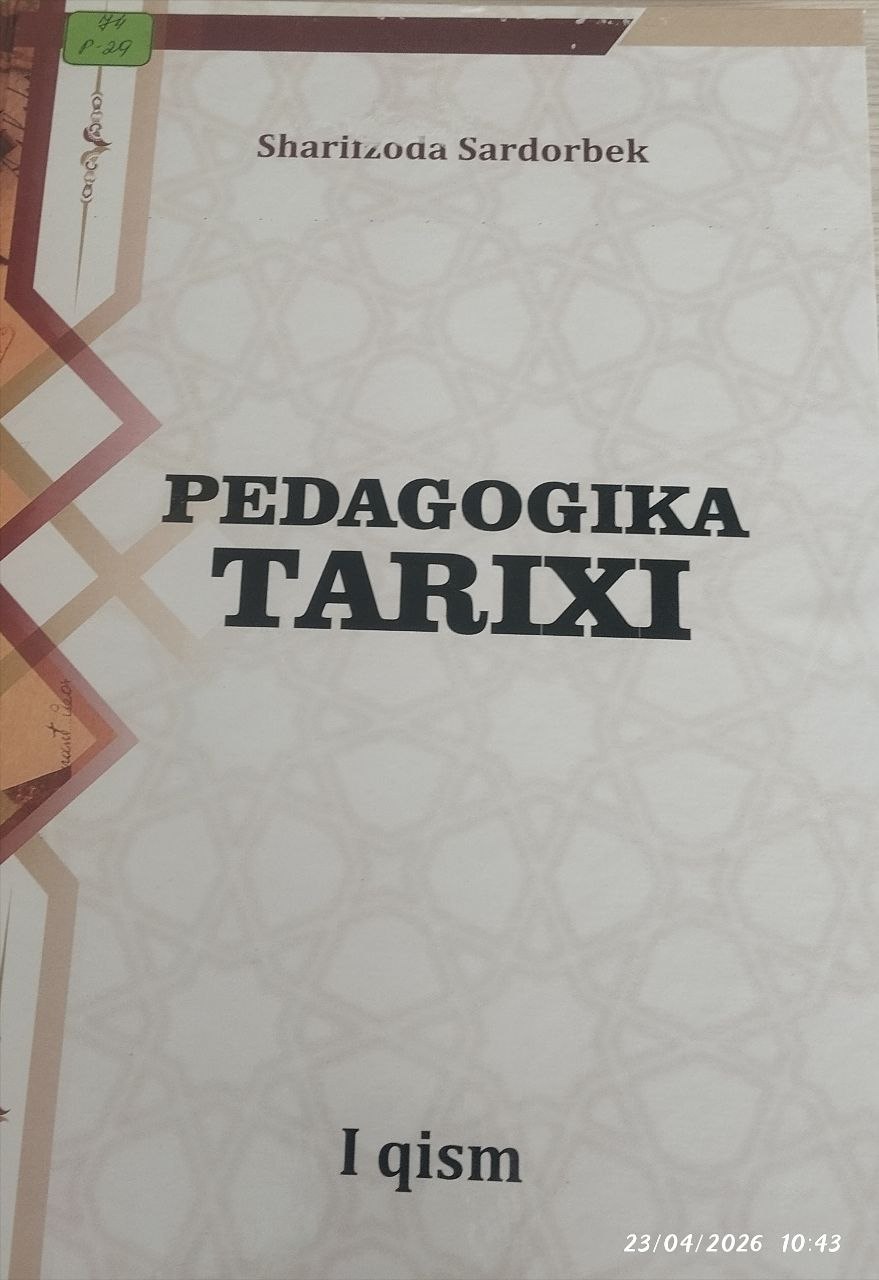 Pedagogika tarixi I-qism