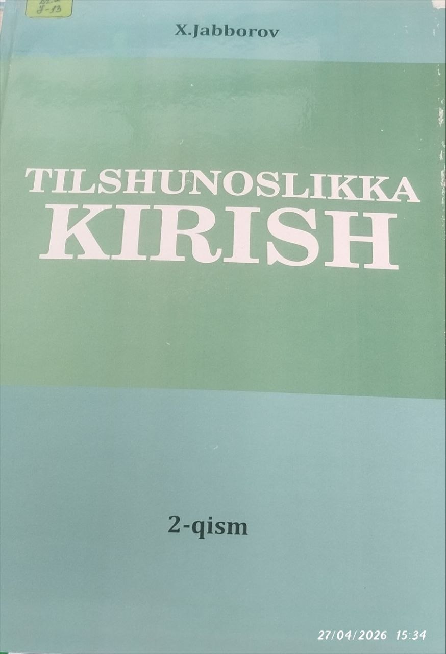 Tilshunoslikka KIRISH 2-qism.