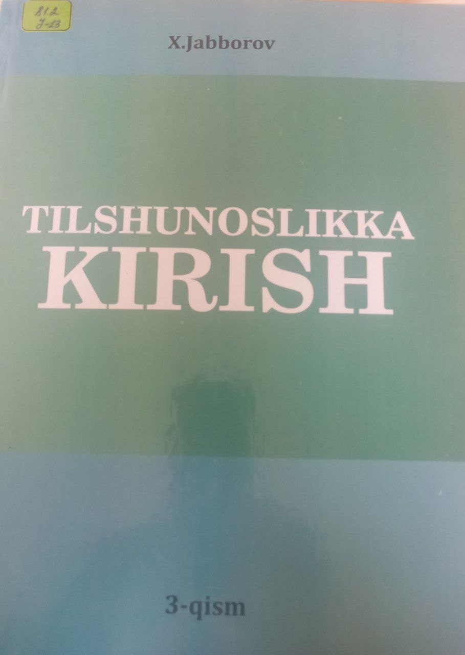 Tilshunoslikka KIRISH 3-qism
