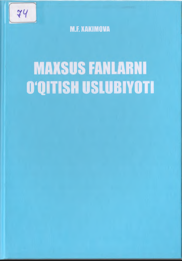 maxsus fanlarni o'qitish uslubiyati